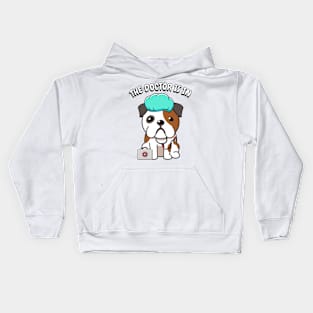 Cute bulldog is a doctor Kids Hoodie